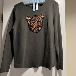 Green Sweater w/ Leopard Design